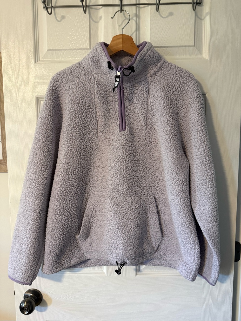 5/$15                               PINK LAVENDER SHERPA HALF ZIP PULLOVER SZ M